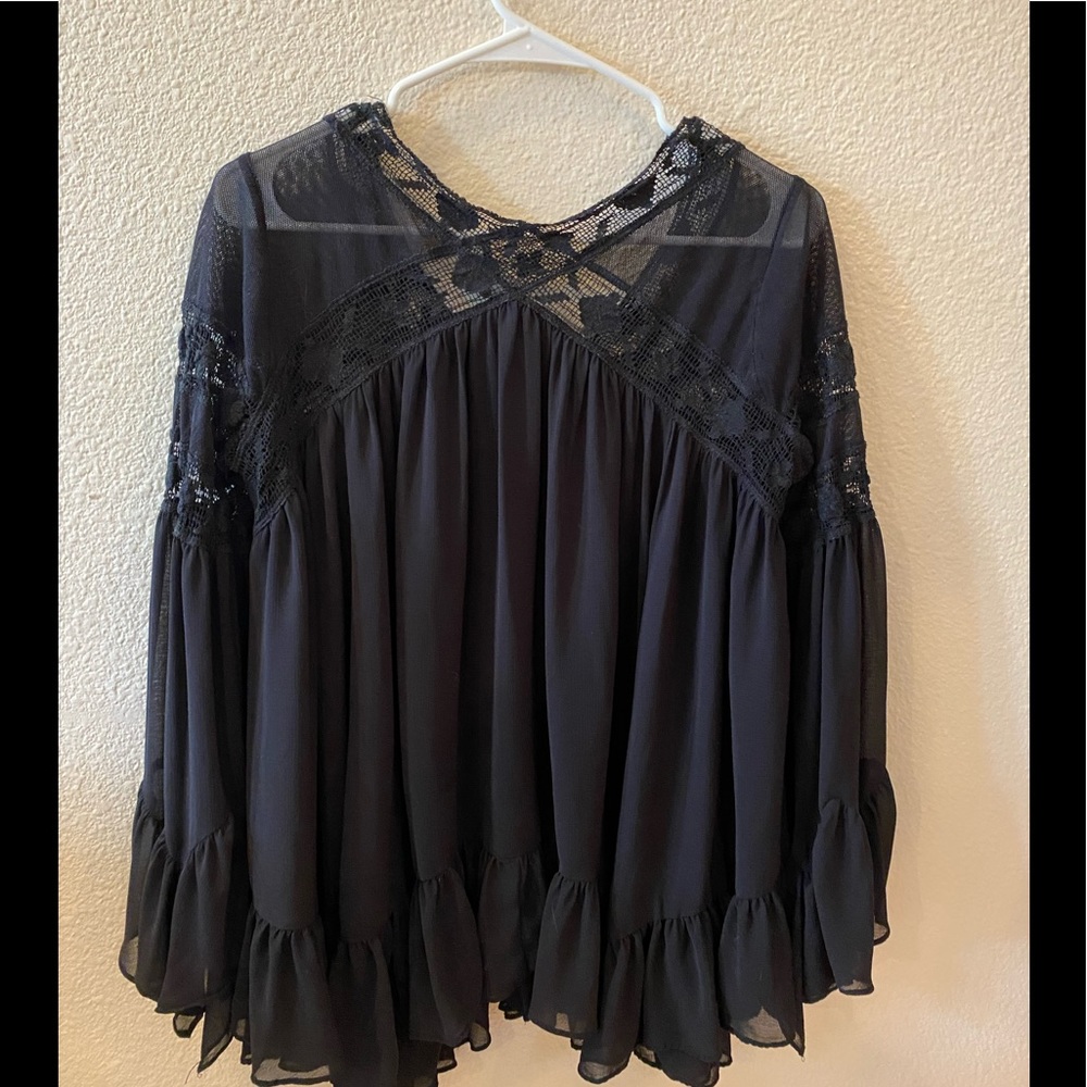 Free People Bohemian Top, Black, Small